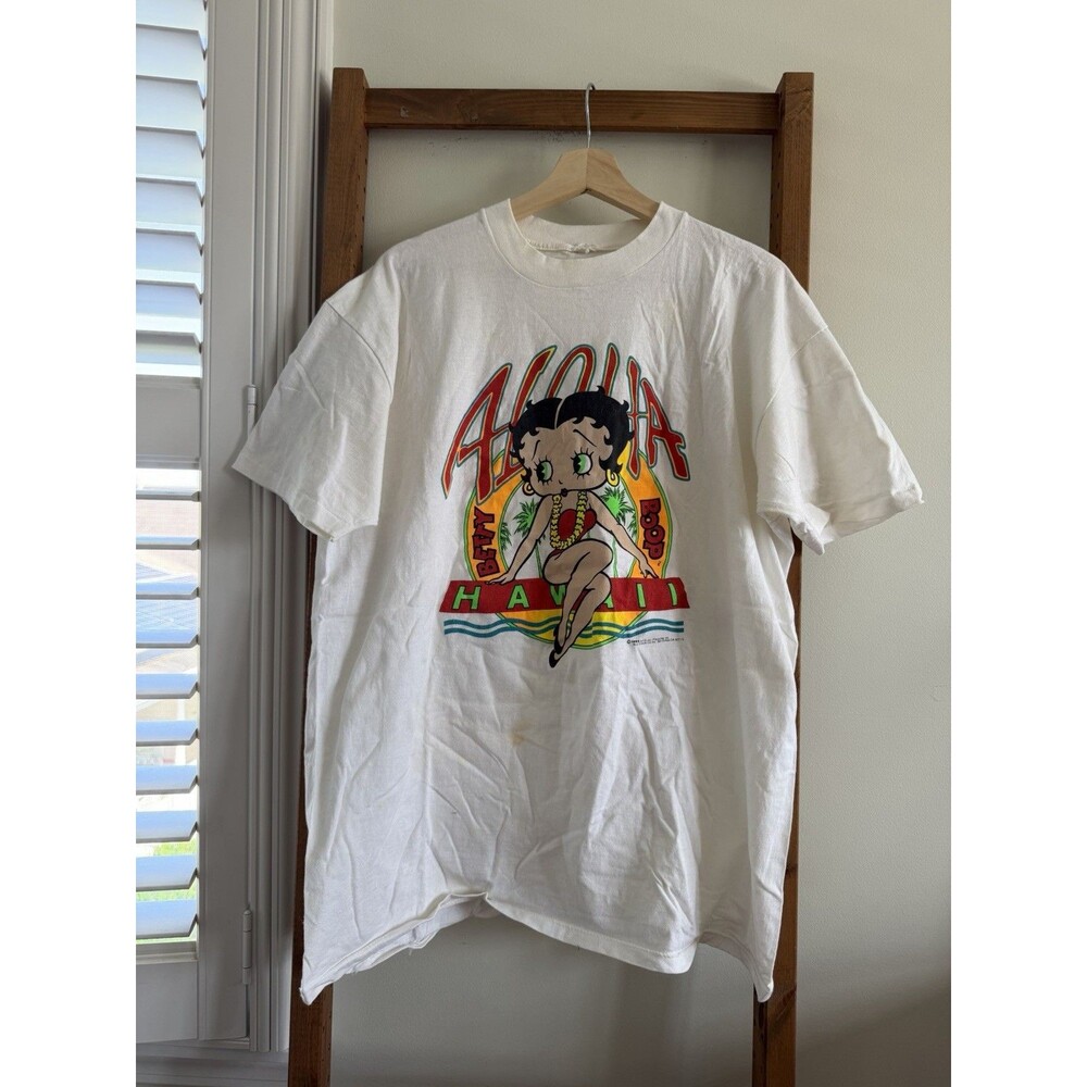 Vintage 1990 Betty Boop T-Shirt Hawaii Lei Single Stitch Size XL Made In USA